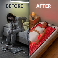 Red Light Therapy Mat Designed for Wellness Routines, Near-Infrared Technology, 140mW/cm² Irradiance, 20-Minute Sessions — Before & After