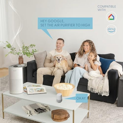 Air Purifiers for Home Bedroom Large Room up to 1500 Ft² - Smart Wifi & Voice Control True HEPA Air Purifier for Home Smoke, Dust, Pet Dander, Pollen, Sleep Mode Air Quality Light - Kery Plu